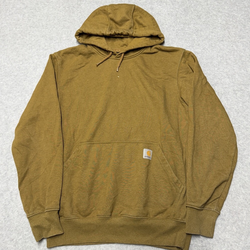 Carhartt Hoodie Mens Small Brown Loose Fit Logo Fleece Pullover TS0615-M 100615